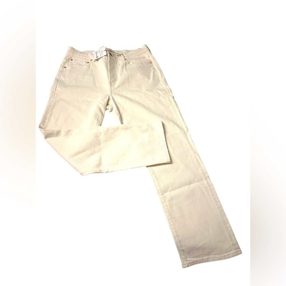 NWT AE77 American Eagle Premium Straight Crop Women's Cream Jeans Sz 32